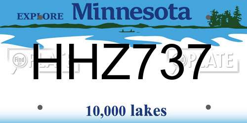 HHZ737 Minnesota License Plate