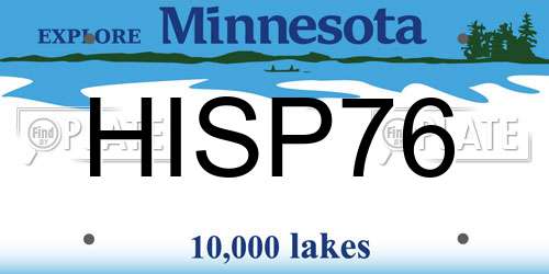 HISP76 Minnesota License Plate