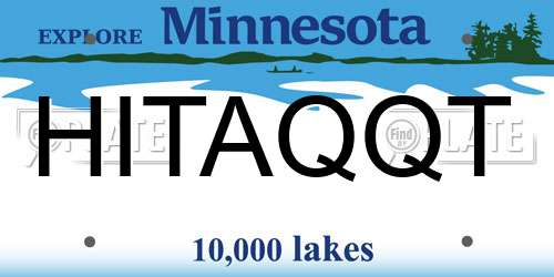 HITAQQT Minnesota License Plate