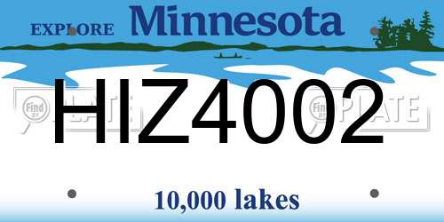 HIZ4002 Minnesota License Plate