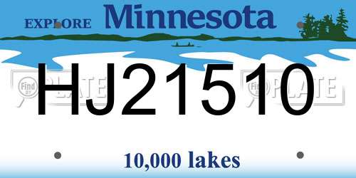 HJ21510 Minnesota License Plate