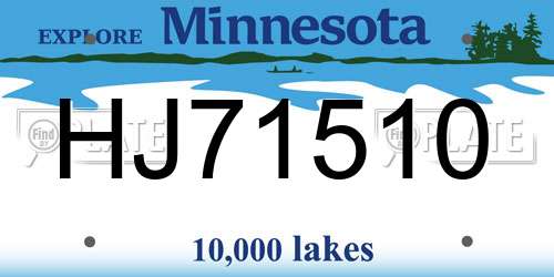 HJ71510 Minnesota License Plate