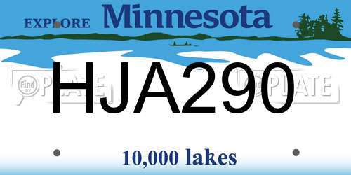 HJA290 Minnesota License Plate