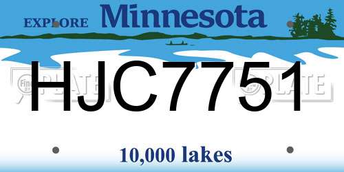 HJC7751 Minnesota License Plate