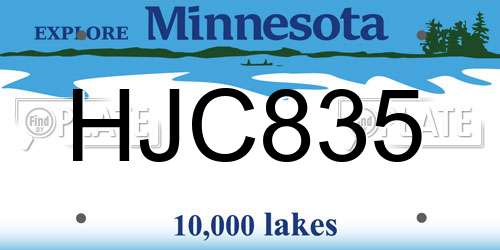HJC835 Minnesota License Plate