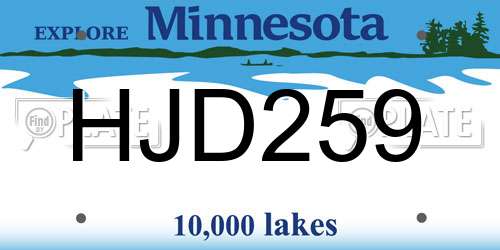 HJD259 Minnesota License Plate