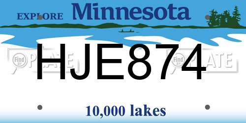 HJE874 Minnesota License Plate