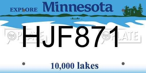 HJF871 Minnesota License Plate