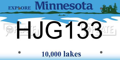 HJG133 Minnesota License Plate