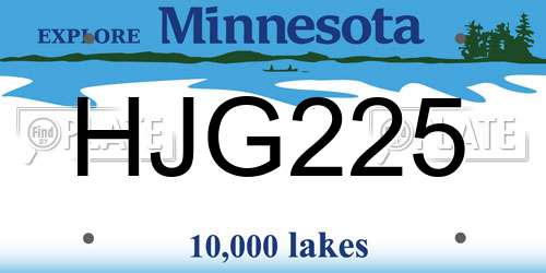 HJG225 Minnesota License Plate