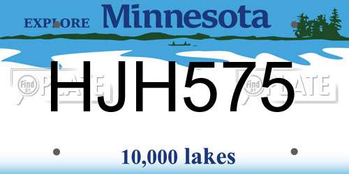 HJH575 Minnesota License Plate