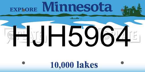 HJH5964 Minnesota License Plate