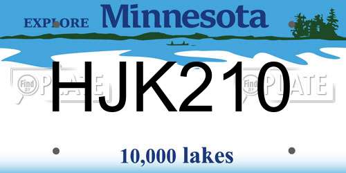 HJK210 Minnesota License Plate