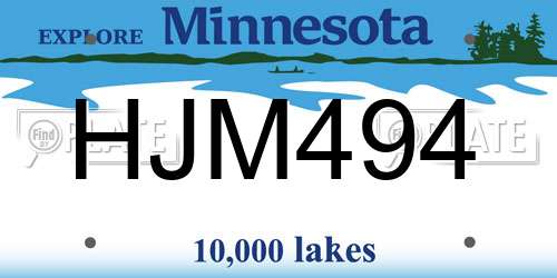 HJM494 Minnesota License Plate