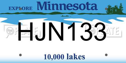 HJN133 Minnesota License Plate