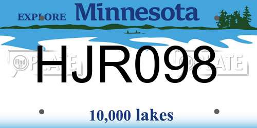 HJR098 Minnesota License Plate