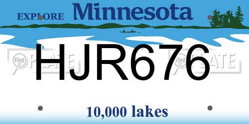 HJR676 Minnesota License Plate