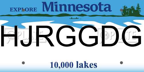 HJRGGDG Minnesota License Plate