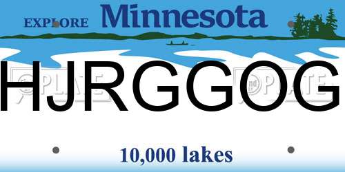 HJRGGOG Minnesota License Plate