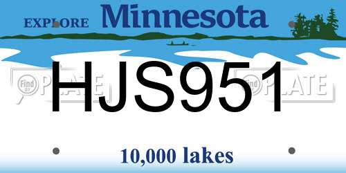 HJS951 Minnesota License Plate