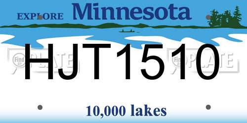 HJT1510 Minnesota License Plate
