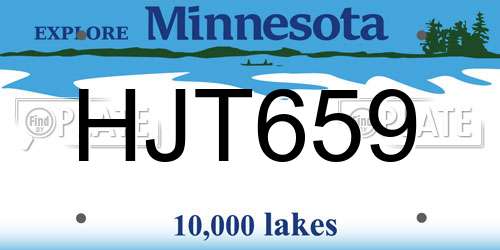 HJT659 Minnesota License Plate