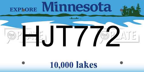 HJT772 Minnesota License Plate