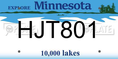 HJT801 Minnesota License Plate