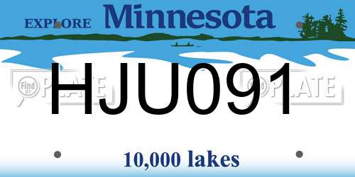 HJU091 Minnesota License Plate