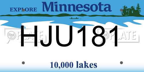 HJU181 Minnesota License Plate