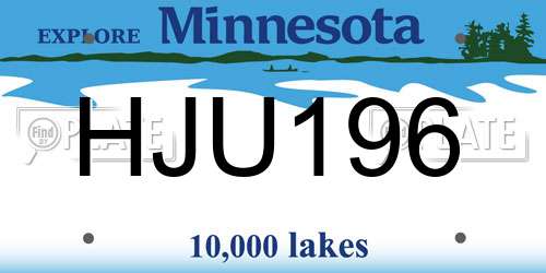 HJU196 Minnesota License Plate
