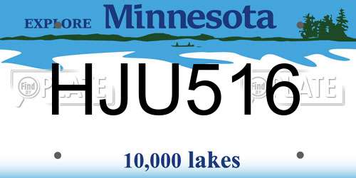 HJU516 Minnesota License Plate