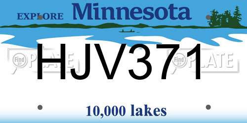 HJV371 Minnesota License Plate