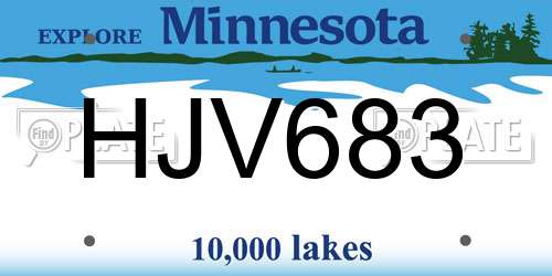 HJV683 Minnesota License Plate