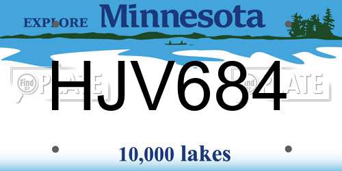 HJV684 Minnesota License Plate