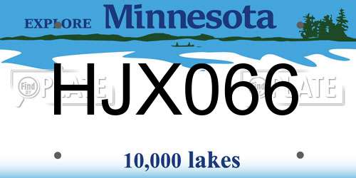 HJX066 Minnesota License Plate