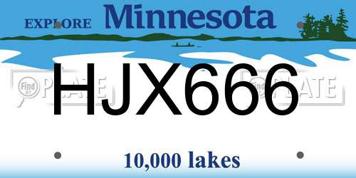HJX666 Minnesota License Plate