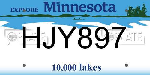 HJY897 Minnesota License Plate