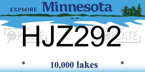 HJZ292 Minnesota License Plate