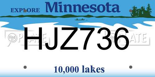HJZ736 Minnesota License Plate