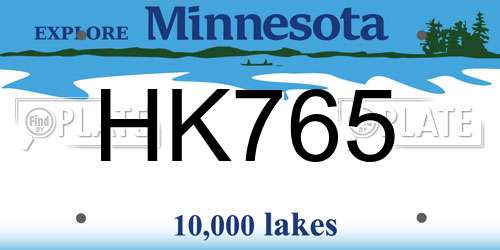 HK765 Minnesota License Plate