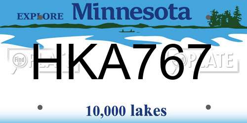 HKA767 Minnesota License Plate
