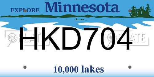 HKD704 Minnesota License Plate