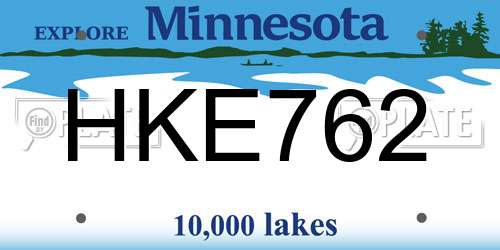 HKE762 Minnesota License Plate