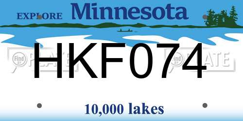 HKF074 Minnesota License Plate