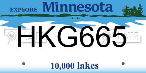 HKG665 Minnesota License Plate