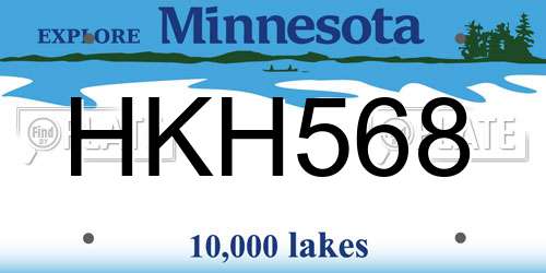 HKH568 Minnesota License Plate