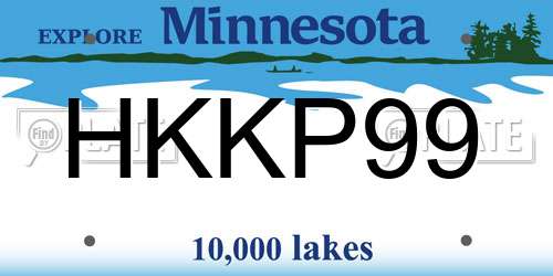 HKKP99 Minnesota License Plate