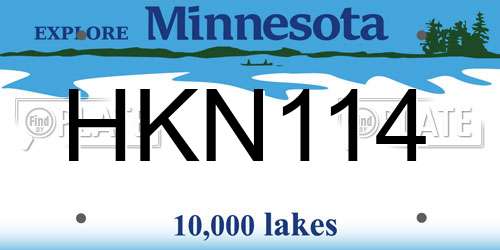 HKN114 Minnesota License Plate