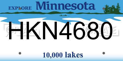 HKN4680 Minnesota License Plate
